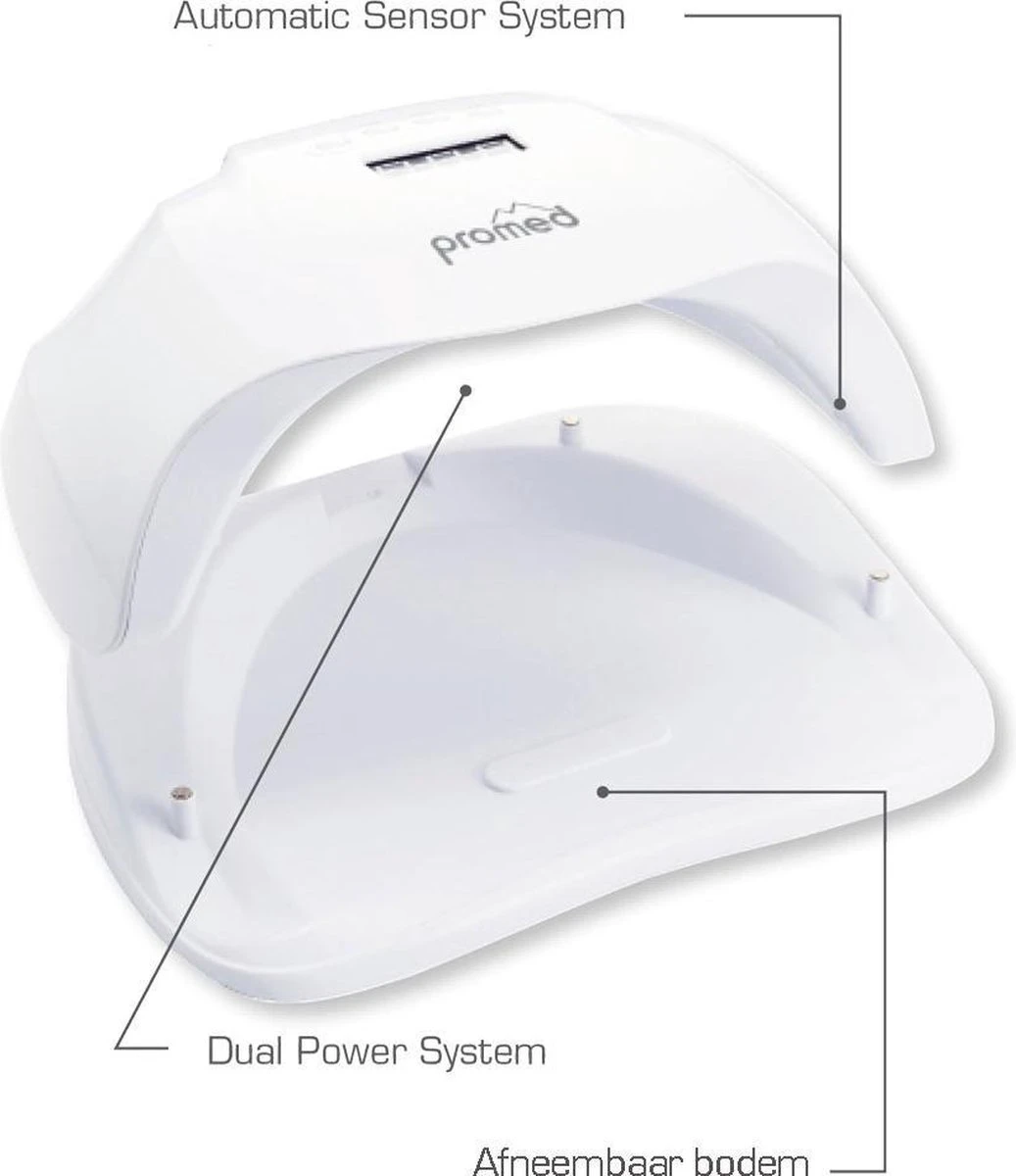 Promed UVL-54 , Allround UV / LED Lamp Voor Nagels, Incl. Infrarood Sensor En Timer. Met High-Definition-LED's, Voorzien Van ' Anti-Heat-Funktion ' / ' Painless Function'' En Dual Power Systeem. 4 Promed UVL-54 , Allround UV / LED Lamp Voor Nagels, Incl. Infrarood Sensor En Timer. Met High-Definition-LED's, Voorzien Van ' Anti-Heat-Funktion ' / ' Painless Function'' En Dual Power Systeem. - Afbeelding 4