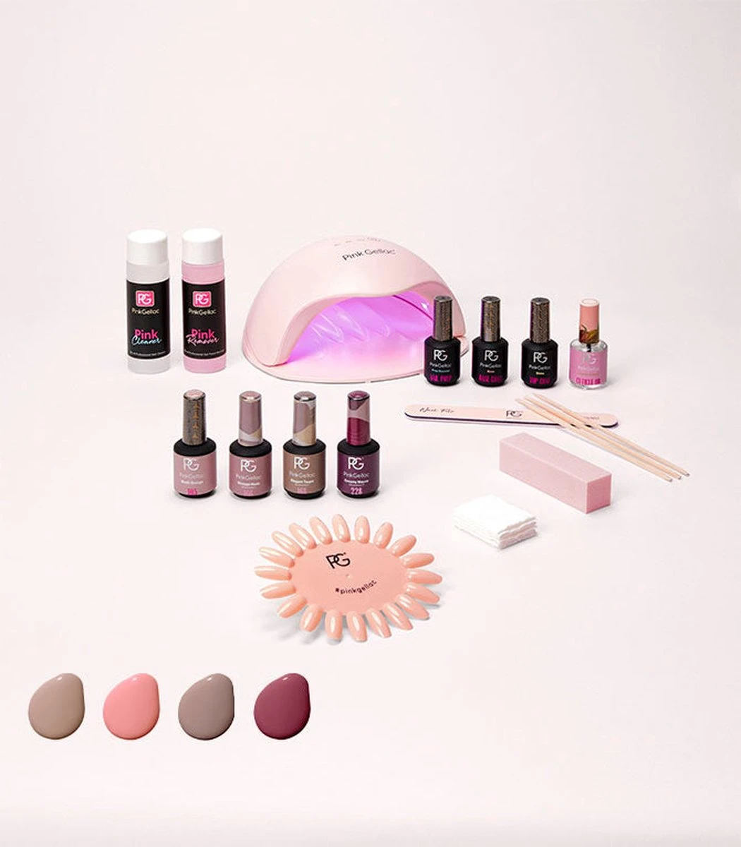 Pink Gellac - Starterset Premium Uncovered Met 4 Kleuren En LED Lamp + Manicure Set 1 Pink Gellac - Starterset Premium Uncovered Met 4 Kleuren En LED Lamp + Manicure Set
