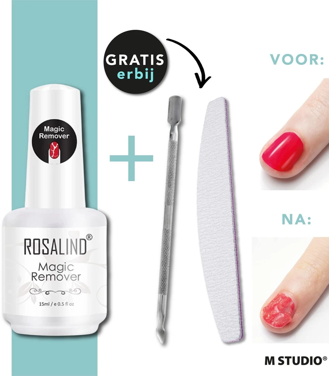 Rosalind Gellak Remover - 15ml - Met Nagelvijl En Bokkenpootje 1 Rosalind Gellak Remover - 15ml - Met Nagelvijl En Bokkenpootje