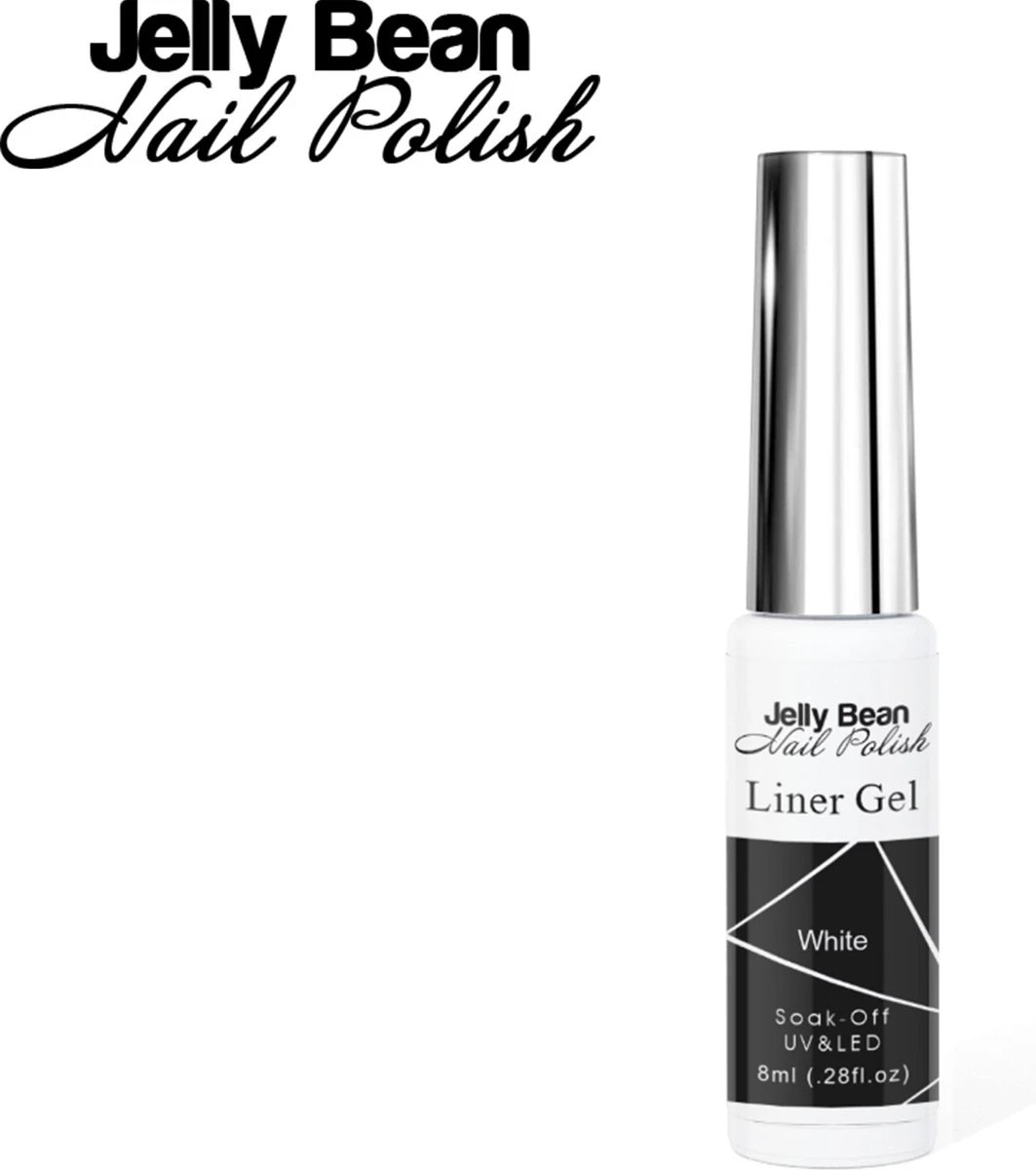 Jelly Bean Nail Polish Gel Liner Wit - Nail Art Line Gel White (#11) - UV Gellak Liner 8ml