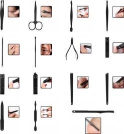 In Round Nagelset 16-delig Met Etui – Manicure Set – Pedicure Set - Staal – Zwart / Rood – Nagelsetje – Nagel Knipper – Nagelknipper – Manicureset – Nagelschaar – Pedicureset – Nagelverzorging – Nageltang – Nail Clipper -Nagelverzorging Winkel 1107x1200