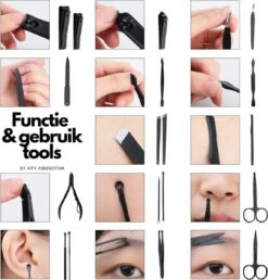 ⭐ATV PERFECTUM Luxe 18-delige - Manicure Set - Zwart Manicureset - Manicure Setje Pedicureset - Nagelschaartje - Nagelknipper – Nagelknipper Set - Manicureset - Manicuresetje -Nagelverzorging Winkel 1147x1200 2