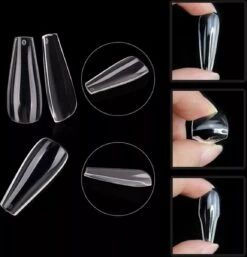 Gel Tips Nail Extension Full Cover Medium Coffin Ballerina False Tips Pre Shaped Nails Nepnagels 240ps Fake Nails- Plaknagels Met Lijm - Nageltips Transparant / Clear Tips + Nagellijm -Nagelverzorging Winkel 1153x1200 2