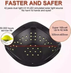 UV Nagel Lamp 168 Watt + 5 Gratis Vijlen - BellaLine - UV Led Nagellamp – Gel Nagel – Nagellak UV – Nageldroger – Salon – Sensor – Gellac - Acryl - Gelnagels – 42 Power Led – Professioneel – Krachtig – Manicure – Extra Lang Snoer - Pink - Pedicure -Nagelverzorging Winkel 1167x1200