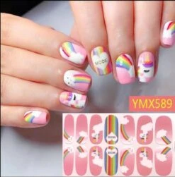 Nail Art Sticker Pony Eenhoorn Roze Rainbow