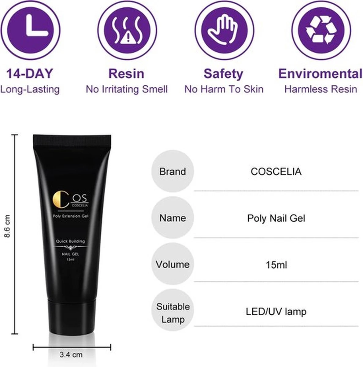 Polygel Kit- Polygel Nagels- Polygel Starter Set- 1x36W LED Nagel Droger Lamp 6x15ML Poly Gel 1 X Top Coat 1 X Base Coat 6x5ML UV Gel 1 X Dual End Nail Borstel 1x50Pcs Clear Quick Building Mold Tips 1x30ML Cleanser Plus 1 X Nagelvijl 1x6-Man 4 Polygel Kit- Polygel Nagels- Polygel Starter Set- 1x36W LED Nagel Droger Lamp 6x15ML Poly Gel 1 X Top Coat 1 X Base Coat 6x5ML UV Gel 1 X Dual End Nail Borstel 1x50Pcs Clear Quick Building Mold Tips 1x30ML Cleanser Plus 1 X Nagelvijl 1x6-Man - Afbeelding 4