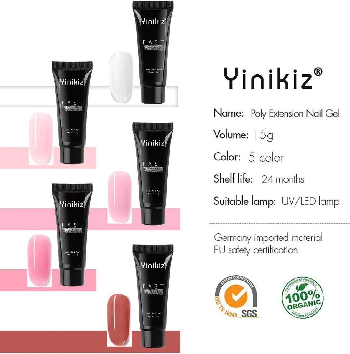Yinikiz - POLYGEL Kit - 5 Kleuren Polygel 15ML - Roze En Wit - Starterkit- Gellak - Manicure Set - UV Lamp - Polygel Nagels Starterspakket - Nepnagels - 6 Yinikiz - POLYGEL Kit - 5 Kleuren Polygel 15ML - Roze En Wit - Starterkit- Gellak - Manicure Set - UV Lamp - Polygel Nagels Starterspakket - Nepnagels - - Afbeelding 6