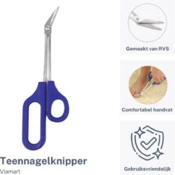 Viamart - Teennagel Schaar - Teennagelknipper - Perfect Voor Ouderen En Mensen Met Klachten - Trimmer - Nagelschaar - Pedicure - Extra Lang (21 CM) Met Comfortabele Handgreep