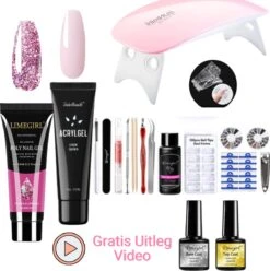 Merkloos Polygel Set, Kado Vrouw, Polygel Kit, Polygel Starterset, Polygel, Gellak Starterset, Polygel, Polygel Kit , UV LED Lamp - 6 Kleuren - Nagelverlenging - Nagelversteviging - Manicure Set - Gel Nagellak - Incl Tasje