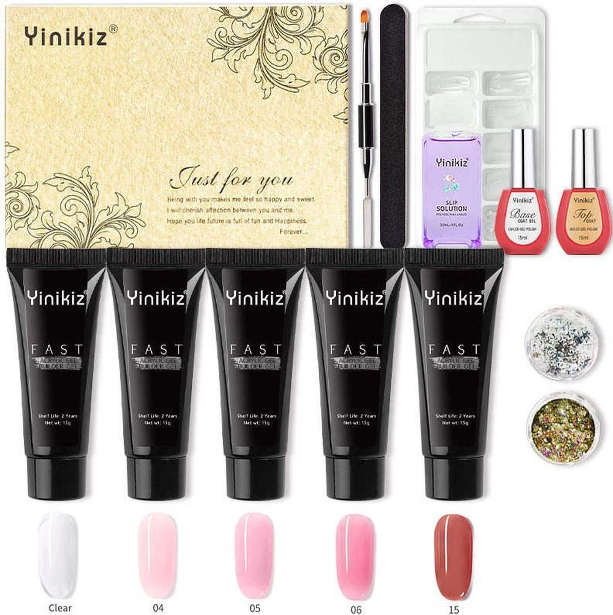 Yinikiz - POLYGEL Kit - 5 Kleuren Polygel 15ML - Roze En Wit - Starterkit- Gellak - Manicure Set - UV Lamp - Polygel Nagels Starterspakket - Nepnagels - 3 Yinikiz - POLYGEL Kit - 5 Kleuren Polygel 15ML - Roze En Wit - Starterkit- Gellak - Manicure Set - UV Lamp - Polygel Nagels Starterspakket - Nepnagels - - Afbeelding 3