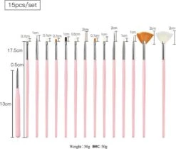 GUAPÀ - Penselen Set Roze Voor Nail Art / Acryl & Gel Nagels - Professional Nail Brushes - 15 Delig -Nagelverzorging Winkel 1200x1020 1