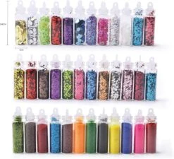 Merkloos 48 Verschillende Flesjes Nagel Decoratie Met Glitters En Sticker - Nail Art - Nagelversiering - Cadeau Tip -Nagelverzorging Winkel 1200x1091