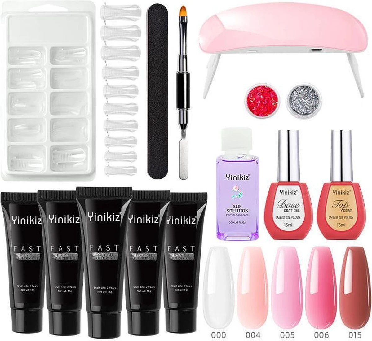 Yinikiz - POLYGEL Kit - 5 Kleuren Polygel 15ML - Roze En Wit - Starterkit- Gellak - Manicure Set - UV Lamp - Polygel Nagels Starterspakket - Nepnagels - 1 Yinikiz - POLYGEL Kit - 5 Kleuren Polygel 15ML - Roze En Wit - Starterkit- Gellak - Manicure Set - UV Lamp - Polygel Nagels Starterspakket - Nepnagels -