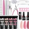 Merkloos Mtssii - POLYGEL Kit - 4 Kleuren Polygel 30ML - Roze En Wit - Starterkit - Manicure Set- Gellak - UV Lamp - Polygel Nagels Starterspakket - Nepnagels -