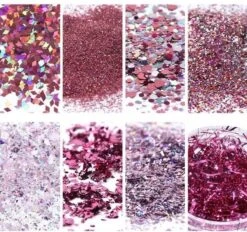 Glitter Poeder Nail Art Set - 8 Stuks - Rosé / Zilver / Roze / Glinster - Nagel Decoratie Strass -Nagelverzorging Winkel 1200x1125 1