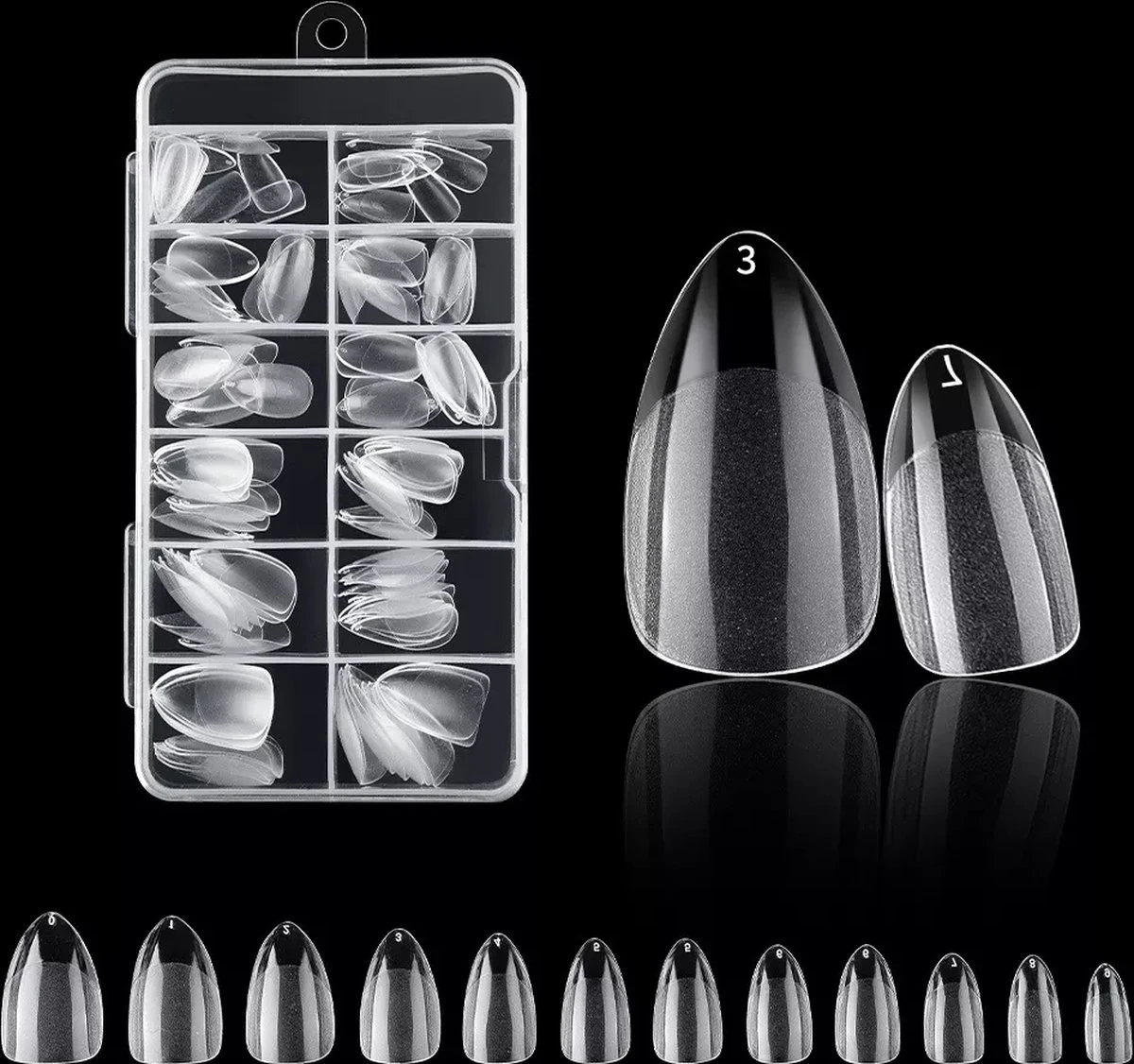 Royala 104 - Rounded Half Frosted - Full Cover - Nageltips - Nepnagels - Plaknagels - In Assortimentsbox - 120 Stuks 12 Maten - Voor Gellak Acrylnagellak En PolyGel Nagels - Royala Frosted Tips Line 2 Royala 104 - Rounded Half Frosted - Full Cover - Nageltips - Nepnagels - Plaknagels - In Assortimentsbox - 120 Stuks 12 Maten - Voor Gellak Acrylnagellak En PolyGel Nagels - Royala Frosted Tips Line - Afbeelding 2