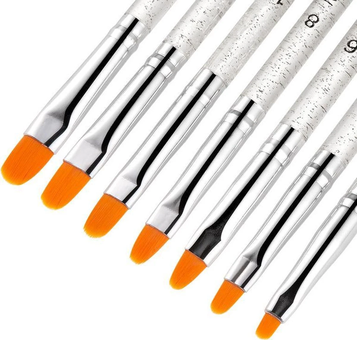 GUAPÀ - Gel Penselen Set Zilver - 7 Stuks - High Quality Gel & Nail Art Brush 5 GUAPÀ - Gel Penselen Set Zilver - 7 Stuks - High Quality Gel & Nail Art Brush - Afbeelding 5