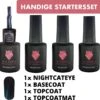 #NIGHTCATEYESERIE - Influence Gellac - Blauwe Gellak - Gellak Blauw UV - Gel Nagellak - Basecoat - Topcoat - Topcoatmat - No Wipe - Startersset - Kado Vrouw - Valentijns Cadeau - Kado Voor Haar - 4 X 10 Ml - Magneet