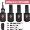 #GRUMPYGREYSERIE - Influence Gellac - Grijze Gellak - Gellak Grijs UV - UV Gellak - Gel Nagellak - Basecoat - Topcoat - Topcoatmat - No Wipe - Startersset - Kado Vrouw - Valentijns Cadeau - Kado Voor Haar - 4 X 10 Ml
