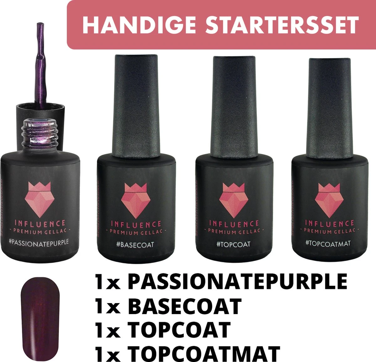 #PASSIONATEPURPLESERIE - Influence Gellac - Paarse Gellak - Gellak UV - UV Gellak - Gel Nagellak - Basecoat - Topcoat - Topcoatmat - No Wipe - Startersset - Kado Vrouw - Valentijns Cadeau - Kado Voor Haar - 4 X 10 Ml 1 #PASSIONATEPURPLESERIE - Influence Gellac - Paarse Gellak - Gellak UV - UV Gellak - Gel Nagellak - Basecoat - Topcoat - Topcoatmat - No Wipe - Startersset - Kado Vrouw - Valentijns Cadeau - Kado Voor Haar - 4 X 10 Ml