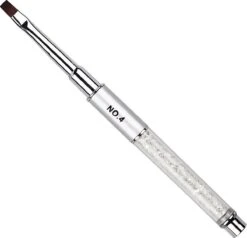 Gel-Penseel Zilver # 4 Met Steentjes - Nail Brush - Gel Penseel -Nagel Penselen - Nagel Gel - Nagel Kwasten