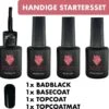 #BADBLACKSERIE - Influence Gellac - Zwarte Gellak - Gellak Zwart UV - UV Gellak - Gel Nagellak - Basecoat - Topcoat - Topcoatmat - No Wipe - Startersset - Kado Vrouw - Valentijns Cadeau - Kado Voor Haar - 4 X 10 Ml