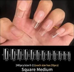 Merkloos Gel Soft Flex Tips Nail Extension Full Cover Squared Pre Shaped - Square Shape Press On Nails - Vierkant Nagels Van Hoge Kwaliteit False Tips Plaknagels Met Lijm Nepnagels 240ps Fake Nails - Nageltips Transparant / Clear Tips + Nagelvijl + Nagellijm -Nagelverzorging Winkel 1200x1166 3
