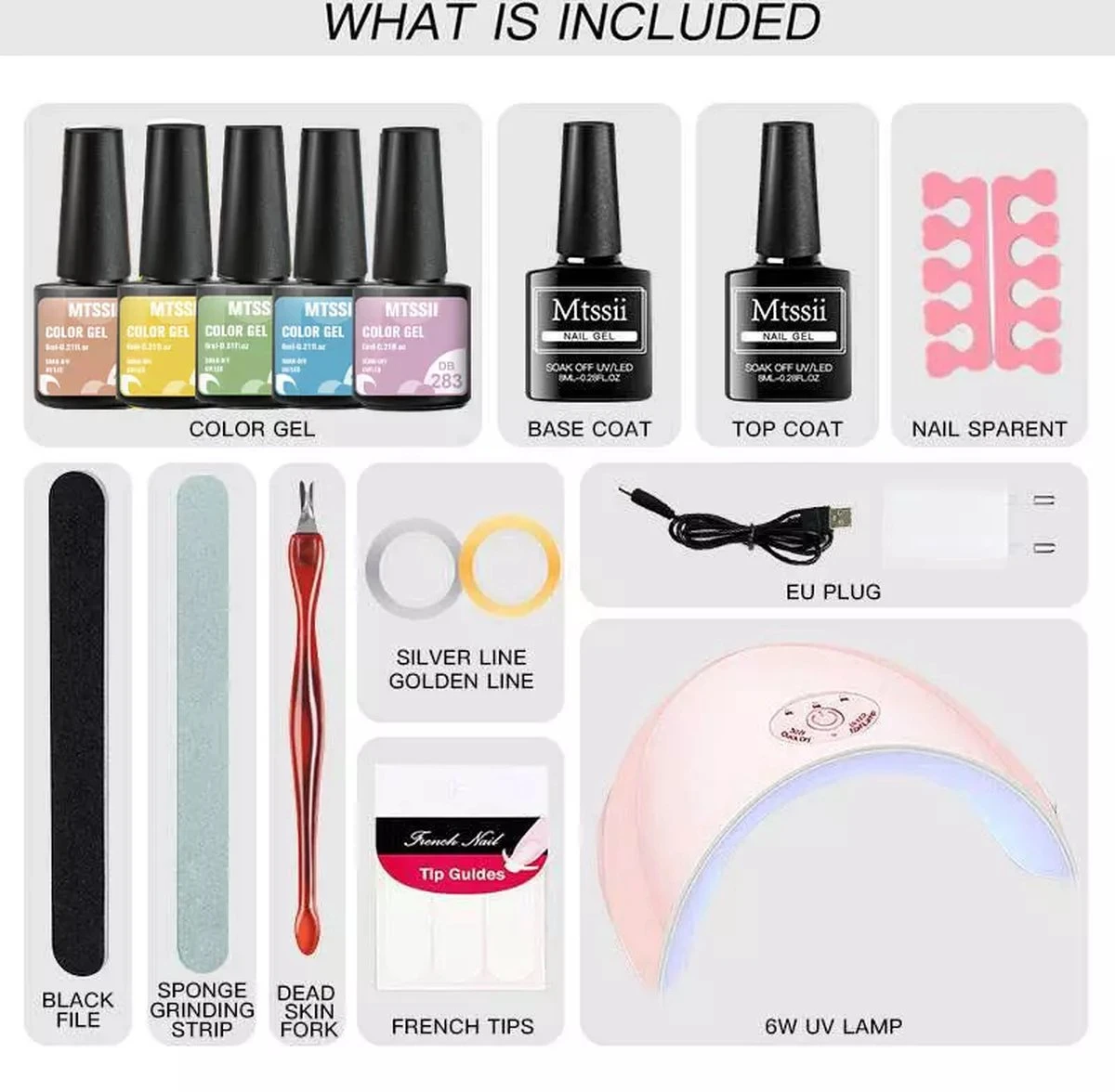 Mtssii - Gelnagel Kit - 5 ZOMER KLEUREN Gellak - Blauw, Groen, Oranje/nude, Geel En Lila- Starterkit - Manicure Set - 54 Watt UV Lamp - Gel Nagels Starterspakket - Nepnagels - 6 Mtssii - Gelnagel Kit - 5 ZOMER KLEUREN Gellak - Blauw, Groen, Oranje/nude, Geel En Lila- Starterkit - Manicure Set - 54 Watt UV Lamp - Gel Nagels Starterspakket - Nepnagels - - Afbeelding 6