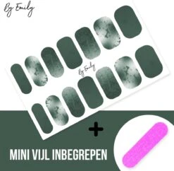 By Emily - Nagel Wrap - Greeny Gray | 14 Stickers Per Vel | Nail Wrap | Nail Art | Trendy | Design | Nagellakvrij | Eenvoudig | Nagel Art | Nagel Wrap | Nagel Stickers | Folie | Zelfklevend | Sjablonen -Nagelverzorging Winkel 1200x1177 25