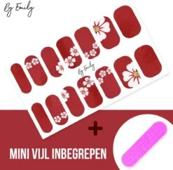 By Emily - Nagel Wrap - Flowery & Red | 14 Stickers Per Vel | Nail Wrap | Nail Art | Trendy | Design | Nagellakvrij | Eenvoudig | Nagel Art | Nagel Wrap | Nagel Stickers | Folie | Zelfklevend | Sjablonen -Nagelverzorging Winkel 1200x1177 26