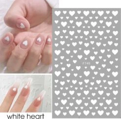 PRO-Deals | Nagelstickers | Nagel Stickers Hartjes | Kleur Wit | Nail Art 3D Stickers | Nagelstickers Kinderen | Nagel Decoratie