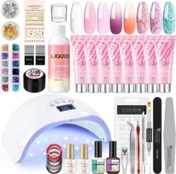 Polygel- Polygel Kit- Polygel Nagels- Polygel Starter Set - RH0594： Thin Nail File 1 Grey Nail File 1 48W White Nail Dryer Helmet Lamp 220V 1 Curved Tweezers 1 Glass Cup 1 Cuticle Fork 1 Cuticle Pusher 1 Nail Cutter 1 Dual End Nail Brush 1 8G Nail Gl -Nagelverzorging Winkel 1200x1191 1