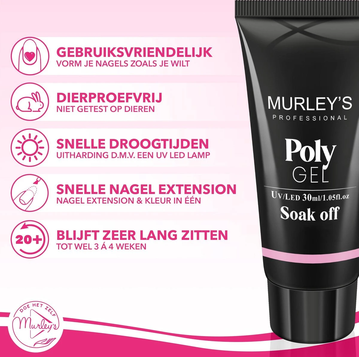 Murley’s Polygel Kit 3x 30ml Acryl Gellak - Gelnagels - Gel Polish Kunstnagels - Gelnagellak - Perfect Gelakte Nagels 3 Murley’s Polygel Kit 3x 30ml Acryl Gellak - Gelnagels - Gel Polish Kunstnagels - Gelnagellak - Perfect Gelakte Nagels - Afbeelding 3