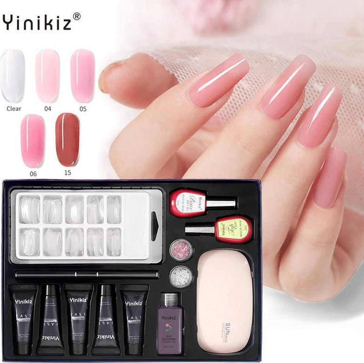 Yinikiz - POLYGEL Kit - 5 Kleuren Polygel 15ML - Roze En Wit - Starterkit- Gellak - Manicure Set - UV Lamp - Polygel Nagels Starterspakket - Nepnagels - 2 Yinikiz - POLYGEL Kit - 5 Kleuren Polygel 15ML - Roze En Wit - Starterkit- Gellak - Manicure Set - UV Lamp - Polygel Nagels Starterspakket - Nepnagels - - Afbeelding 2
