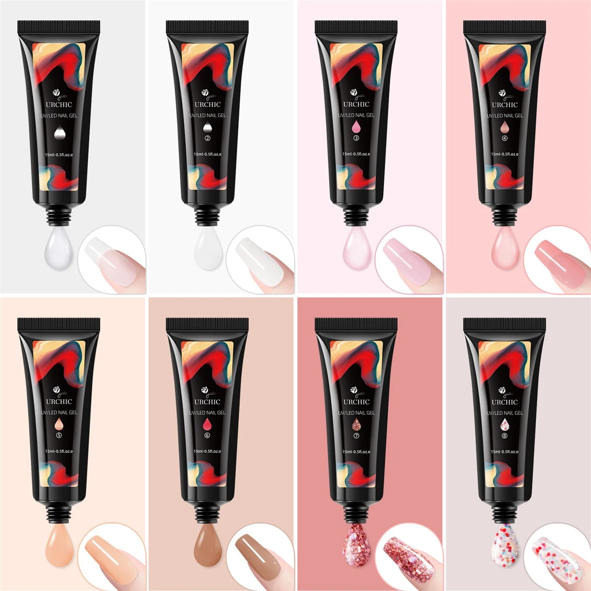 Merkloos Nepnagels - Polygel Set - Nagelverlengingsset - 8 Kleuren - Nagels Set - Temperatuurwisselgel - Lichtgevende Gel - Voor Beginners - Voor DIY Salon Art Nagels - Type A 5 Merkloos Nepnagels - Polygel Set - Nagelverlengingsset - 8 Kleuren - Nagels Set - Temperatuurwisselgel - Lichtgevende Gel - Voor Beginners - Voor DIY Salon Art Nagels - Type A - Afbeelding 5