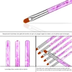 Merkloos 7 Roze Penselen Voor Gel/ Polygel En Glitter - Nagel Kwasten - Nail Brush -Nagelverzorging Winkel 1200x1200 1099
