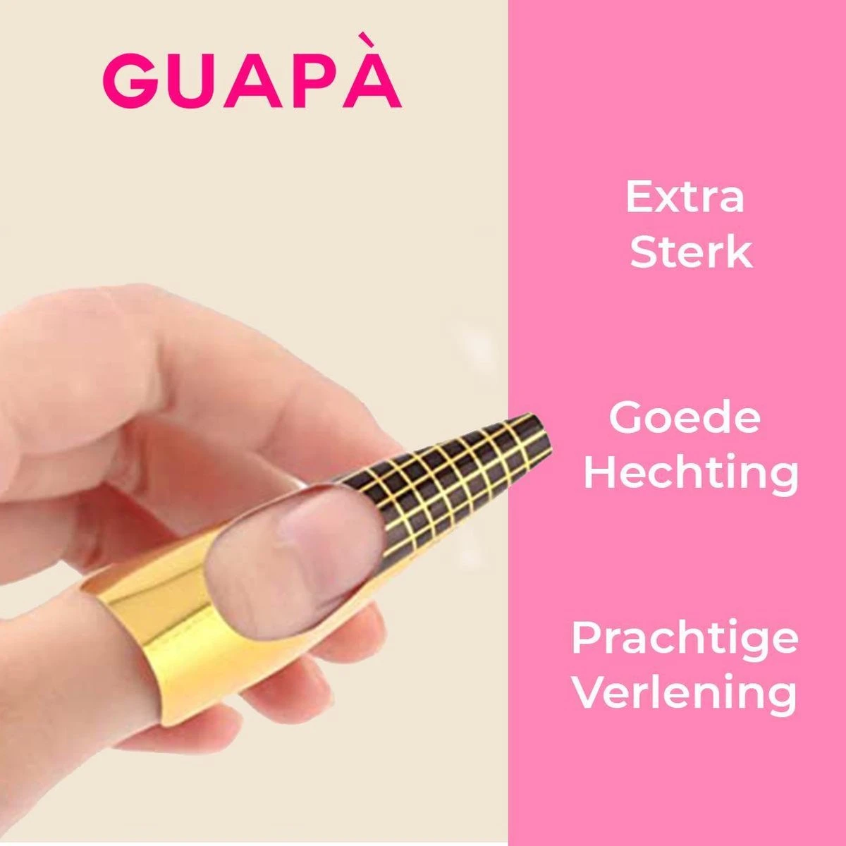 GUAPÀ | Acryl Nagel Sjablonen - Nail Forms - French Manicure - Goud | 500 Stuks 2 GUAPÀ | Acryl Nagel Sjablonen - Nail Forms - French Manicure - Goud | 500 Stuks - Afbeelding 2