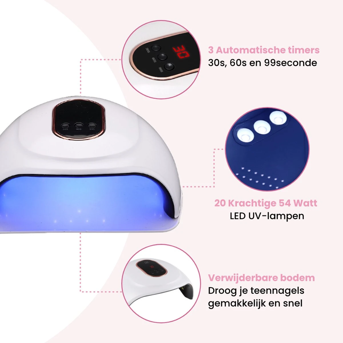 Price2buy UV Lamp Gelnagels + Extra's - Nagellamp - Set Met Nageldroger - Gellak Lamp - Draagbaar 7 Price2buy UV Lamp Gelnagels + Extra's - Nagellamp - Set Met Nageldroger - Gellak Lamp - Draagbaar - Afbeelding 7
