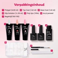 Miss Jules® Luxe Complete Polygel Kit - Polygel Nagels Starterspakket - 3 X 30 ML - Perfecte Combinatie Gellak & Acryl - Inclusief Instructievideo (NL) -Nagelverzorging Winkel 1200x1200 552
