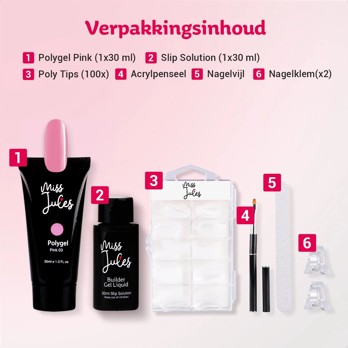 Miss Jules® Polygel Kit - 30 Ml Pink - Polygel Nagels Starterspakket – Polygel Set Incl. Instructievideo (NL) – Polygel Starters Kit 4 Miss Jules® Polygel Kit - 30 Ml Pink - Polygel Nagels Starterspakket – Polygel Set Incl. Instructievideo (NL) – Polygel Starters Kit - Afbeelding 4