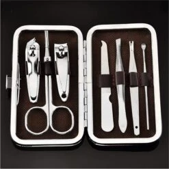 Merkloos 7-delige Manicureset Van Roestvrij Staal Met Schaar, Pincet, Vijl, Zijsnijder, Kartel, Scheermachine, Nagelknipper & Pedicure Kit In Etui, Nagelverzorgingsgereedschap, Nagelset, Nagelverzorgingsset