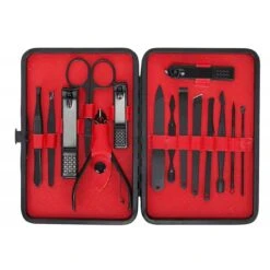 In Round Nagelset 16-delig Met Etui – Manicure Set – Pedicure Set - Staal – Zwart / Rood – Nagelsetje – Nagel Knipper – Nagelknipper – Manicureset – Nagelschaar – Pedicureset – Nagelverzorging – Nageltang – Nail Clipper -Nagelverzorging Winkel 1200x1200 728