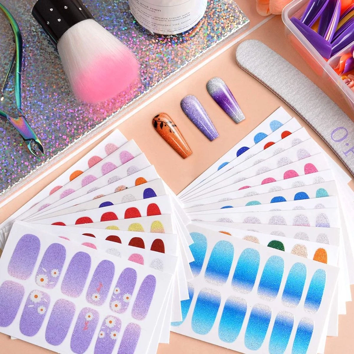 GUAPÀ® Nagelstickers & Nail Wraps - Nail Art - Nagel Folie - Glitter Stickers - Nagelstickers Bloem - Nagellak Stickers - 22 Nail Art Stickervellen 2 GUAPÀ® Nagelstickers & Nail Wraps - Nail Art - Nagel Folie - Glitter Stickers - Nagelstickers Bloem - Nagellak Stickers - 22 Nail Art Stickervellen - Afbeelding 2