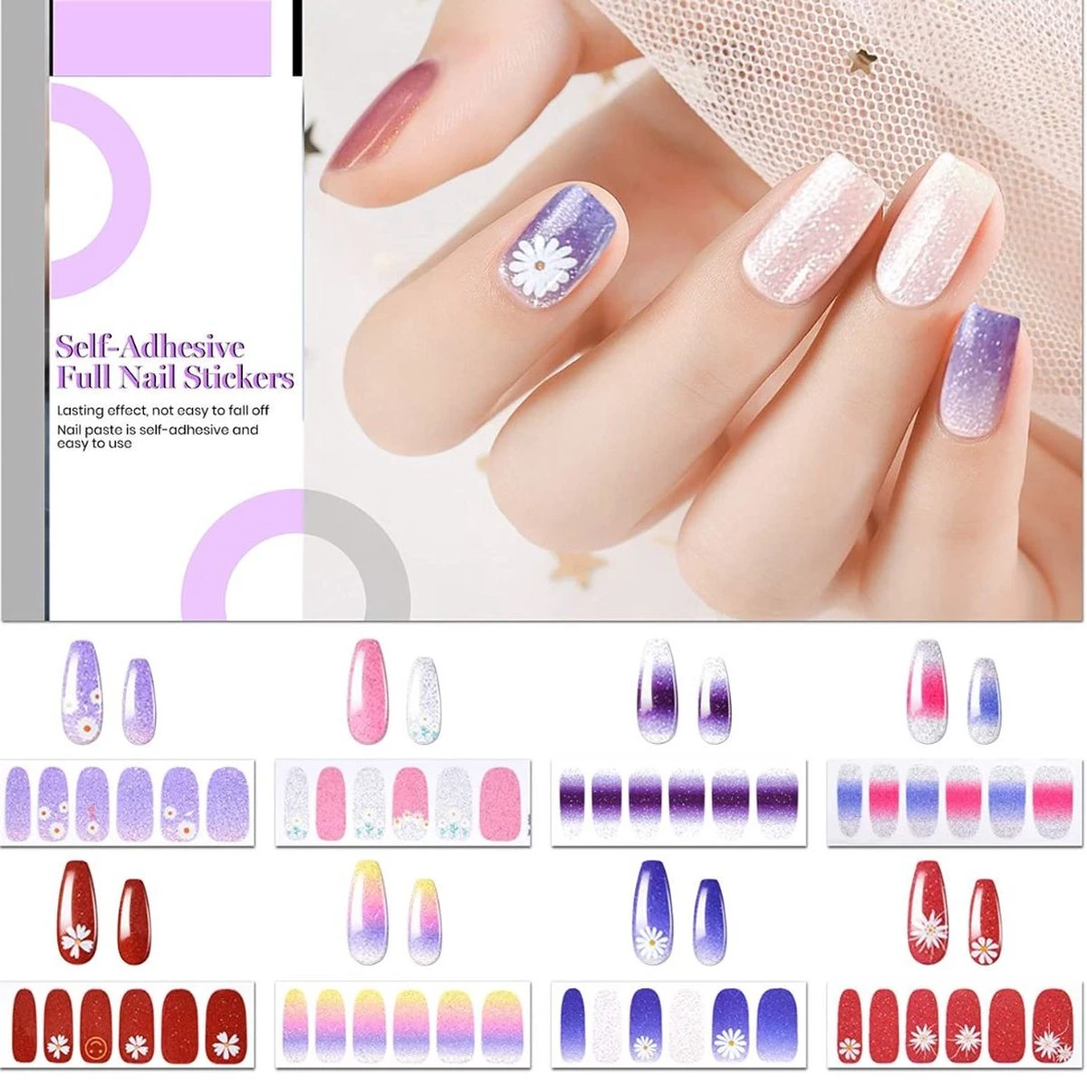 GUAPÀ® Nagelstickers & Nail Wraps - Nail Art - Nagel Folie - Glitter Stickers - Nagelstickers Bloem - Nagellak Stickers - 22 Nail Art Stickervellen 4 GUAPÀ® Nagelstickers & Nail Wraps - Nail Art - Nagel Folie - Glitter Stickers - Nagelstickers Bloem - Nagellak Stickers - 22 Nail Art Stickervellen - Afbeelding 4