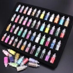 48 Potjes Glitter / Decoratie Voor Nail Art / Knutselen - Sparkolia Glitters Nagel Decoratie Set- 3D Nail Art Voor Gellak, Acryl Of Nagellak - Glitter, Poeder, Holografisch, Vlokken, Pailletten, Shimmer, Rhinestone - Verschillende Kleuren -Nagelverzorging Winkel 1200x1200 889