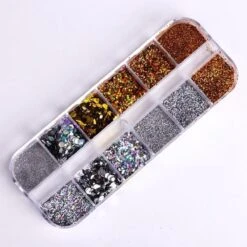Glitter Poeder Nail Art Set - 12 Stuks - Goud / Zilver / Brons - Nagel Decoratie Strass -Nagelverzorging Winkel 1200x1200 915