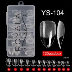 Royala 104 - Rounded Half Frosted - Full Cover - Nageltips - Nepnagels - Plaknagels - In Assortimentsbox - 120 Stuks 12 Maten - Voor Gellak Acrylnagellak En PolyGel Nagels - Royala Frosted Tips Line