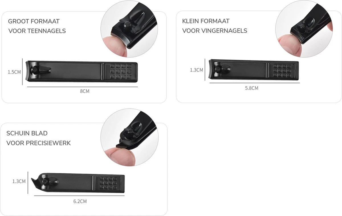 Nagelknipper Set - 3-delig - Zwart 2 Nagelknipper Set - 3-delig - Zwart - Afbeelding 2