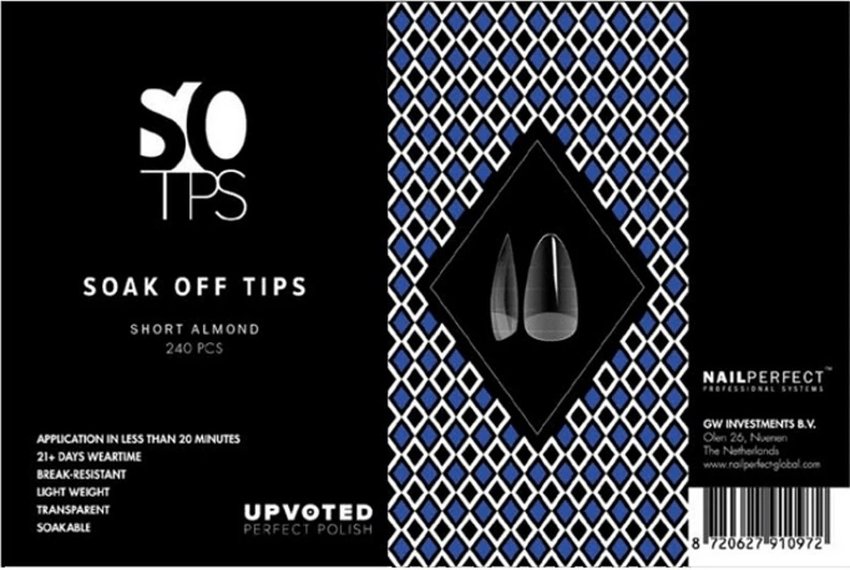 Upvoted - Soak Off Tips - Short Almond - 240 Pcs 2 Upvoted - Soak Off Tips - Short Almond - 240 Pcs - Afbeelding 2
