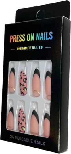 Merkloos Press On Nails - Nep Nagels - Roze Zwart - Almond - Manicure - Plak Nagels - Kunstnagels Nailart - Zelfklevend -Nagelverzorging Winkel 559x1200 2
